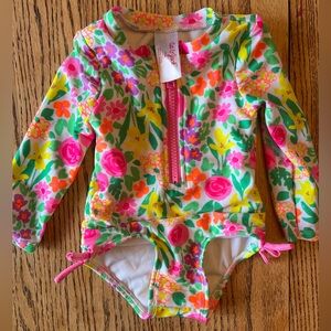 Cat & Jack Pink and Green Rashguard Swimwear